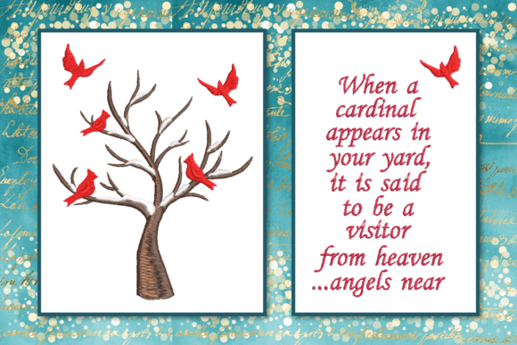 Cardinal Poem Embroidery Design