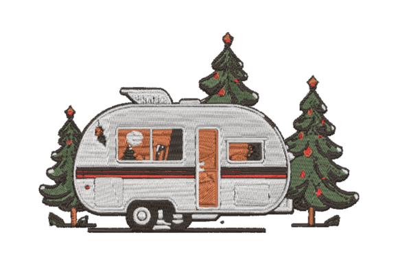 Christmas Camper Embroidery Design