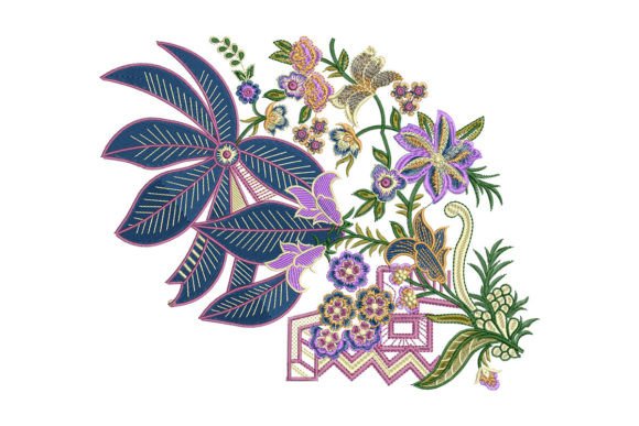 Flowers with Palm Tree Leaves
