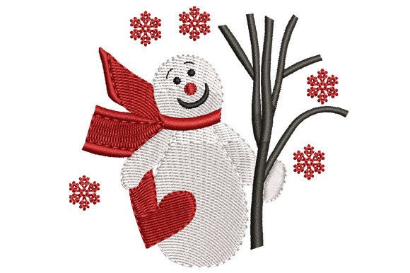 Snowman with Branch and Heart