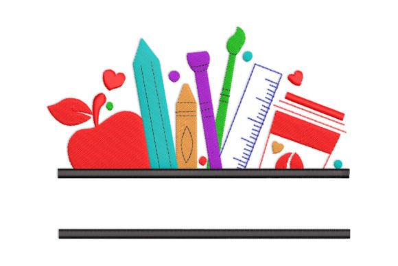 Teacher School Supplies Split Monogram Embroidery Review